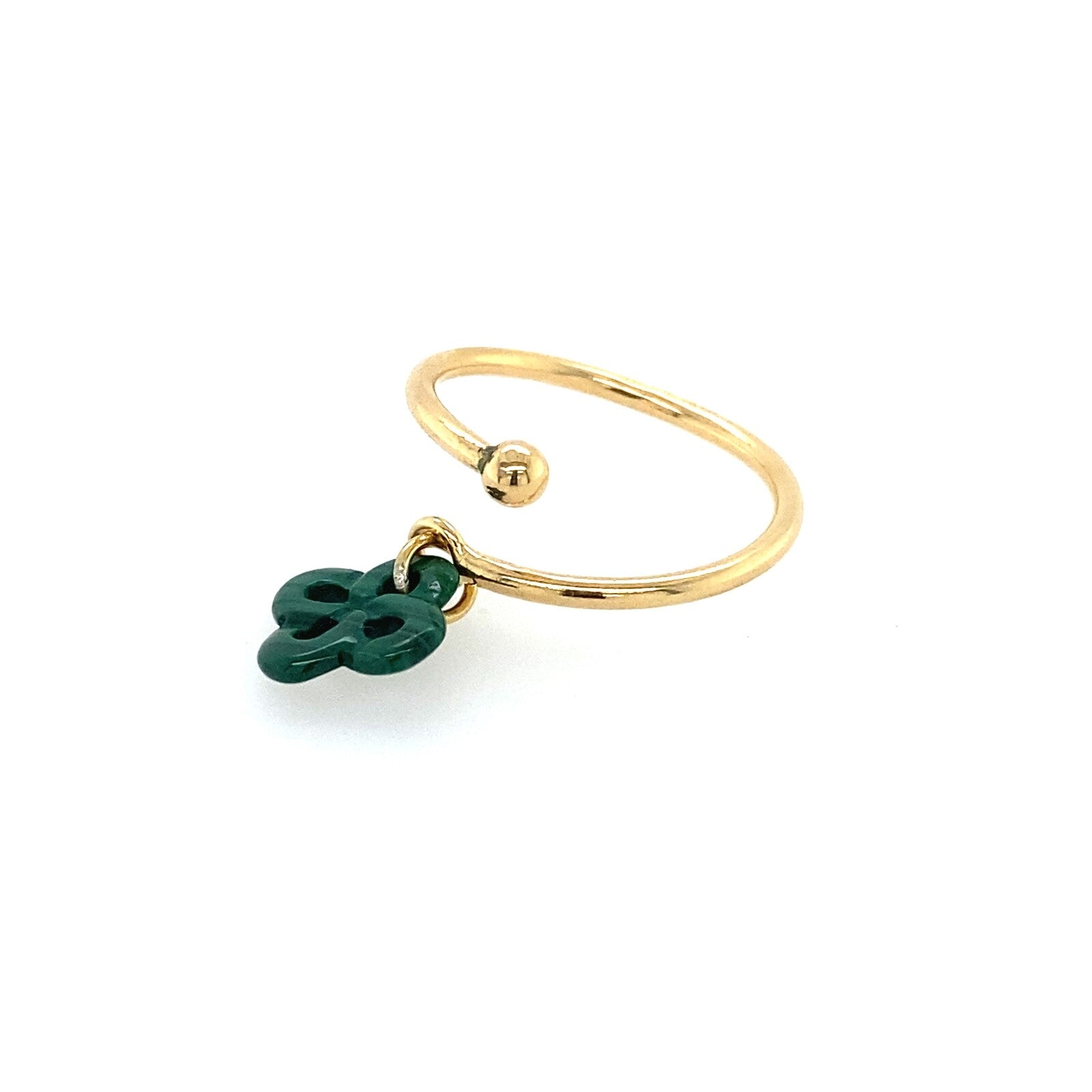 Bague Argent Plaqué Or Jaune et Malachite Réglable