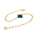 Bracelet Ilargia Argent Plaqué Or Jaune Lauburu Ttiki en Malachite