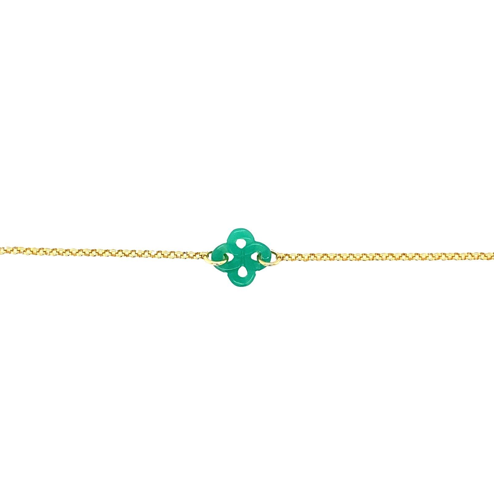 Bracelet Ilargia Argent Plaqué Or Jaune Lauburu Ttiki en Agate Verte