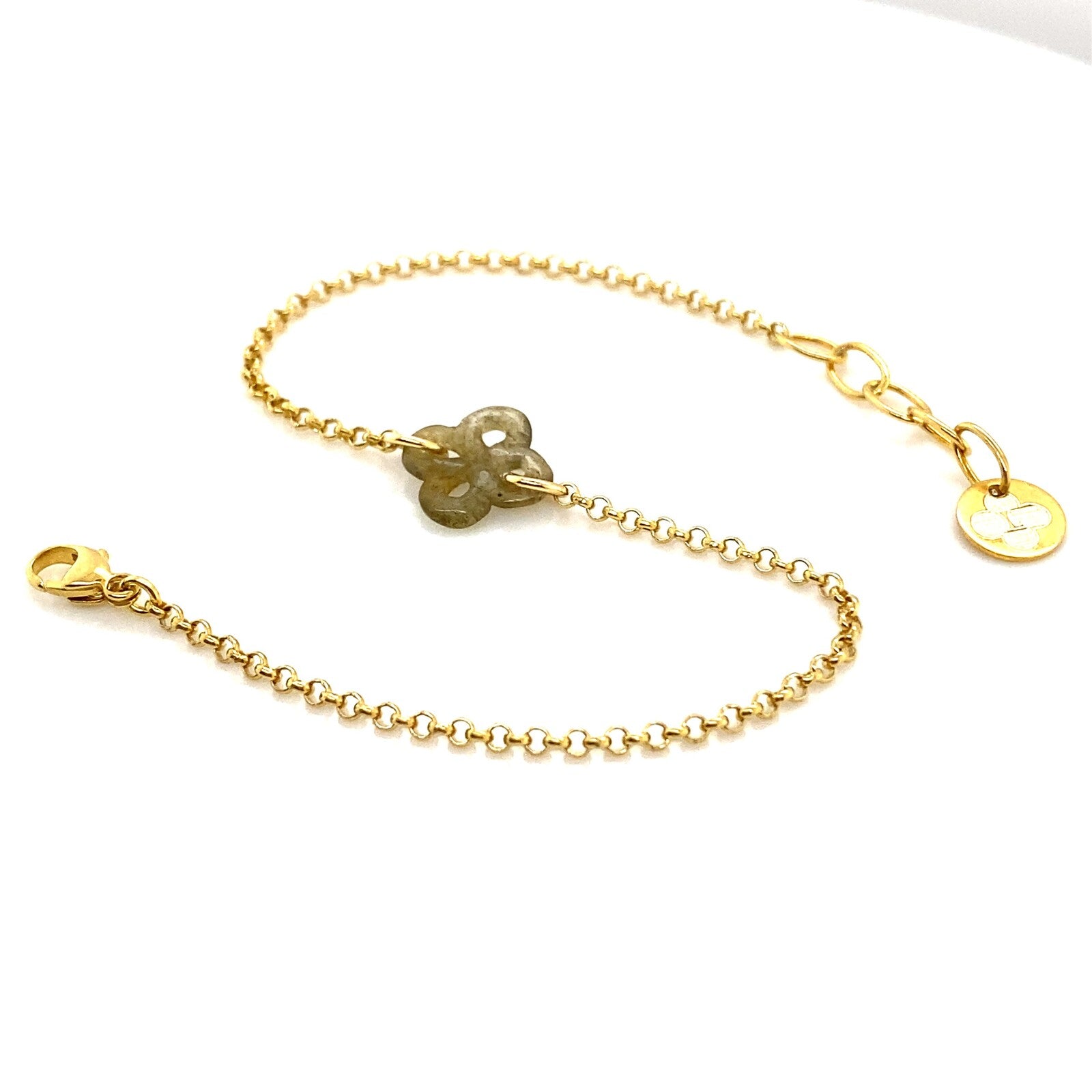 Bracelet Ilargia Argent Plaqué Or Jaune Lauburu Ttiki en Labradorite