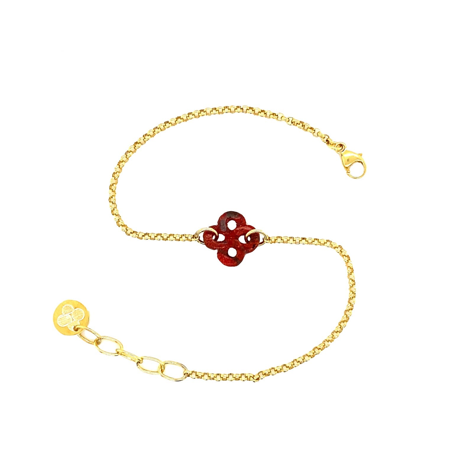 Bracelet Ilargia Argent Plaqué Or Jaune Lauburu Ttiki Corail