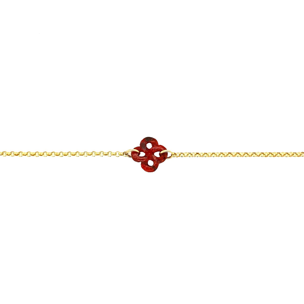 Bracelet Ilargia Argent Plaqué Or Jaune Lauburu Ttiki Corail