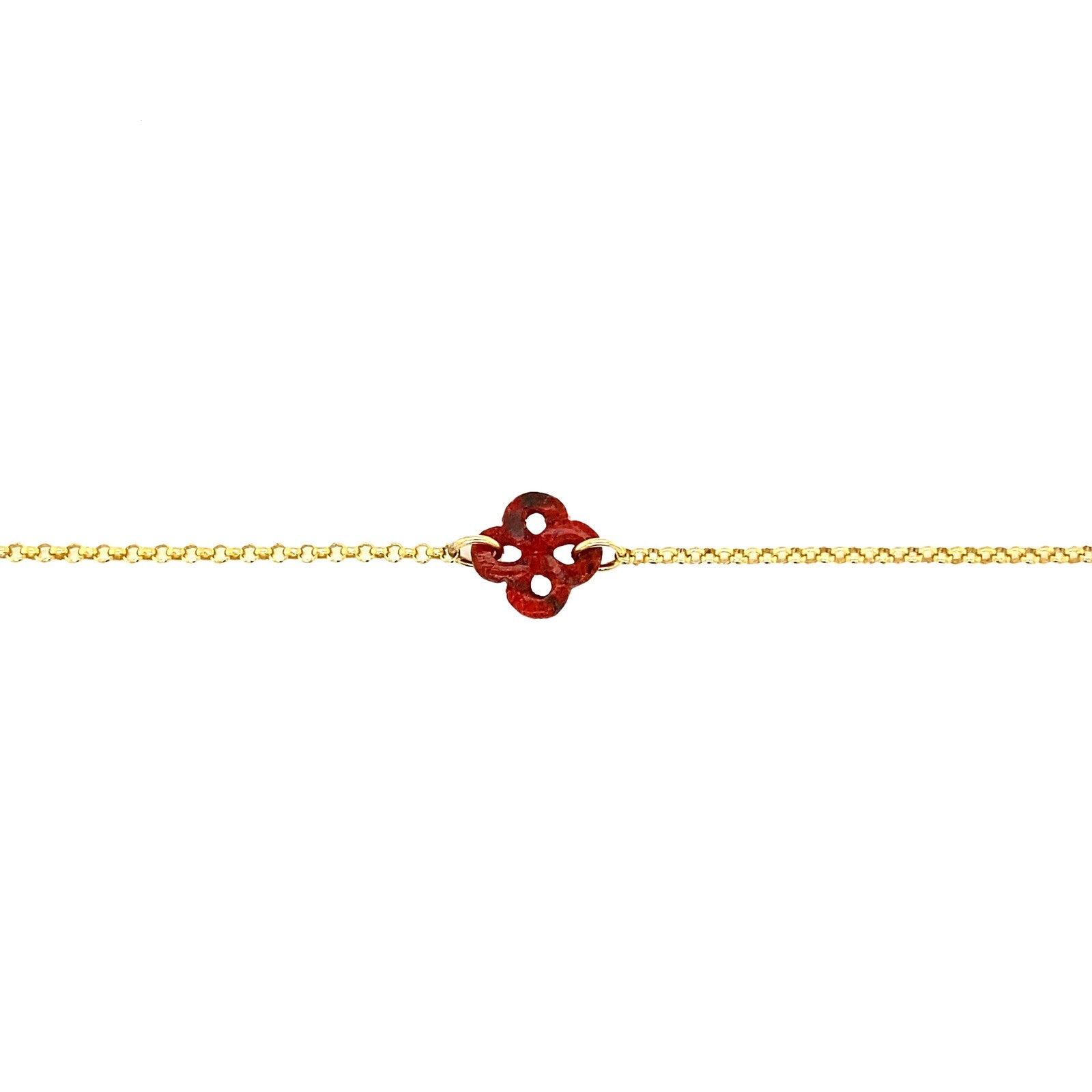 Bracelet Ilargia Argent Plaqué Or Jaune Lauburu Ttiki Corail