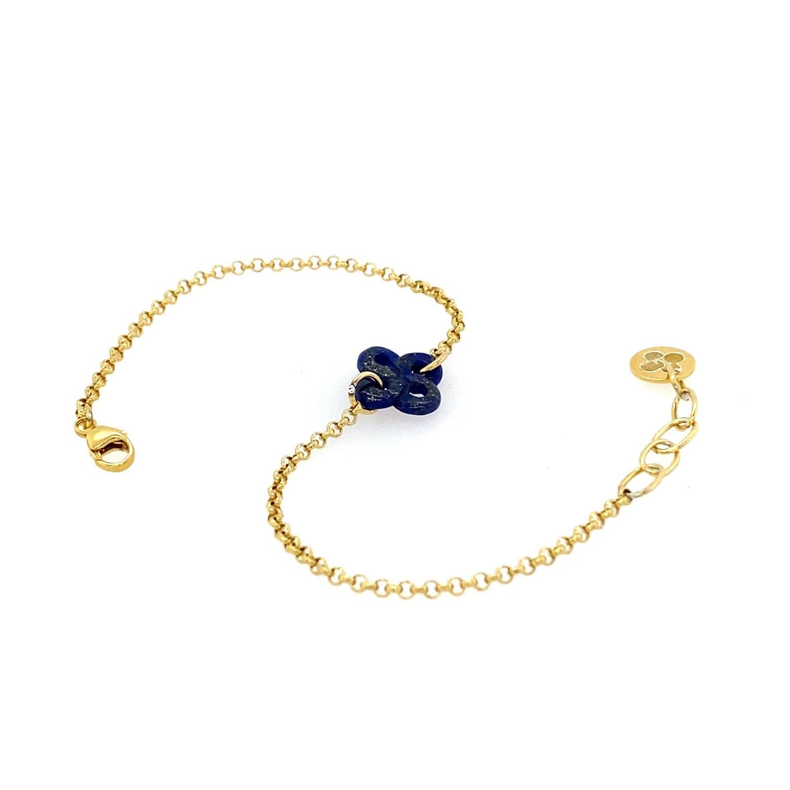 Bracelet Ilargia Plaqué Or Jaune Lauburu Ttiki Lapis lazuli