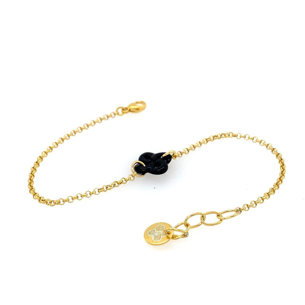 Bracelet Ilargia Argent Plaqué Or Jaune Lauburu Ttiki Onyx