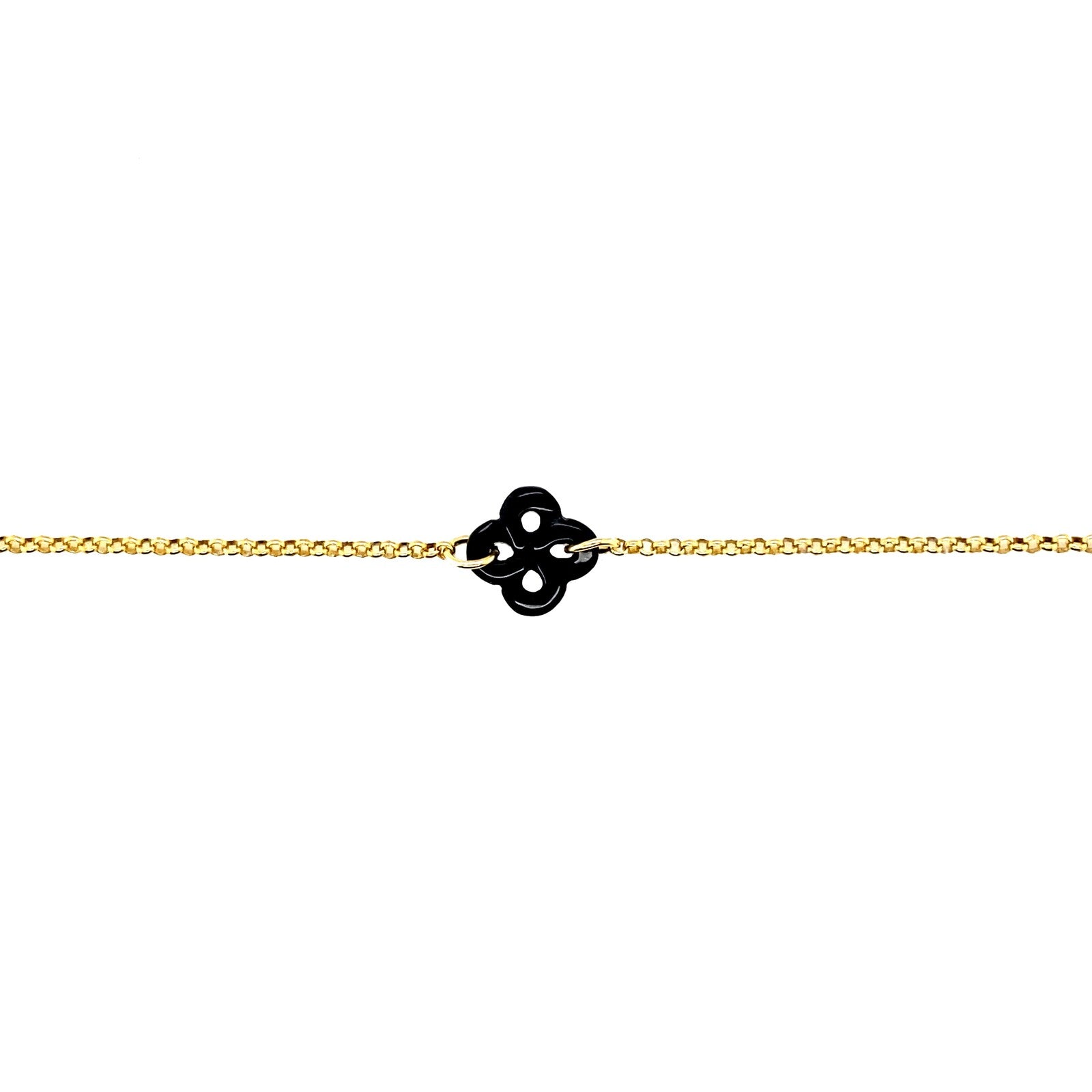 Bracelet Ilargia Argent Plaqué Or Jaune Lauburu Ttiki Onyx