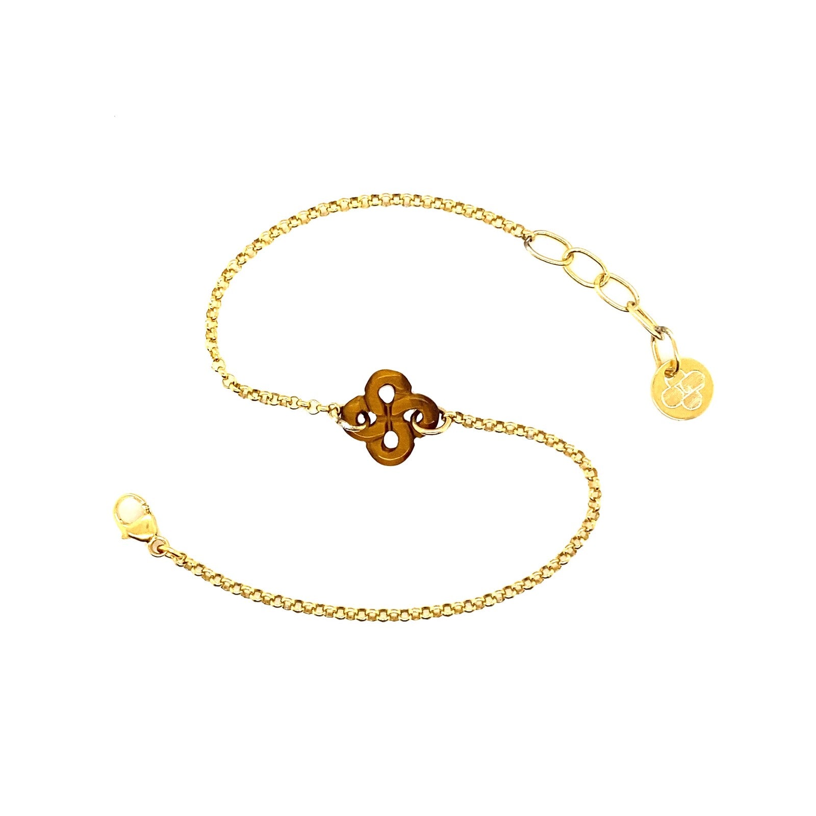 Bracelet Ilargia Argent Plaqué Or Jaune Lauburu Ttiki Oeil de tigre