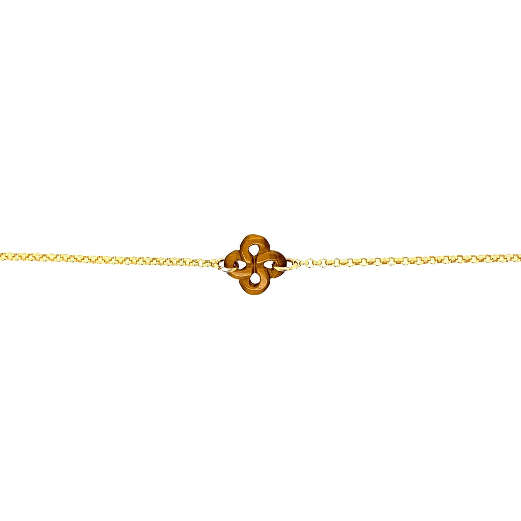 Bracelet Ilargia Argent Plaqué Or Jaune Lauburu Ttiki Oeil de tigre