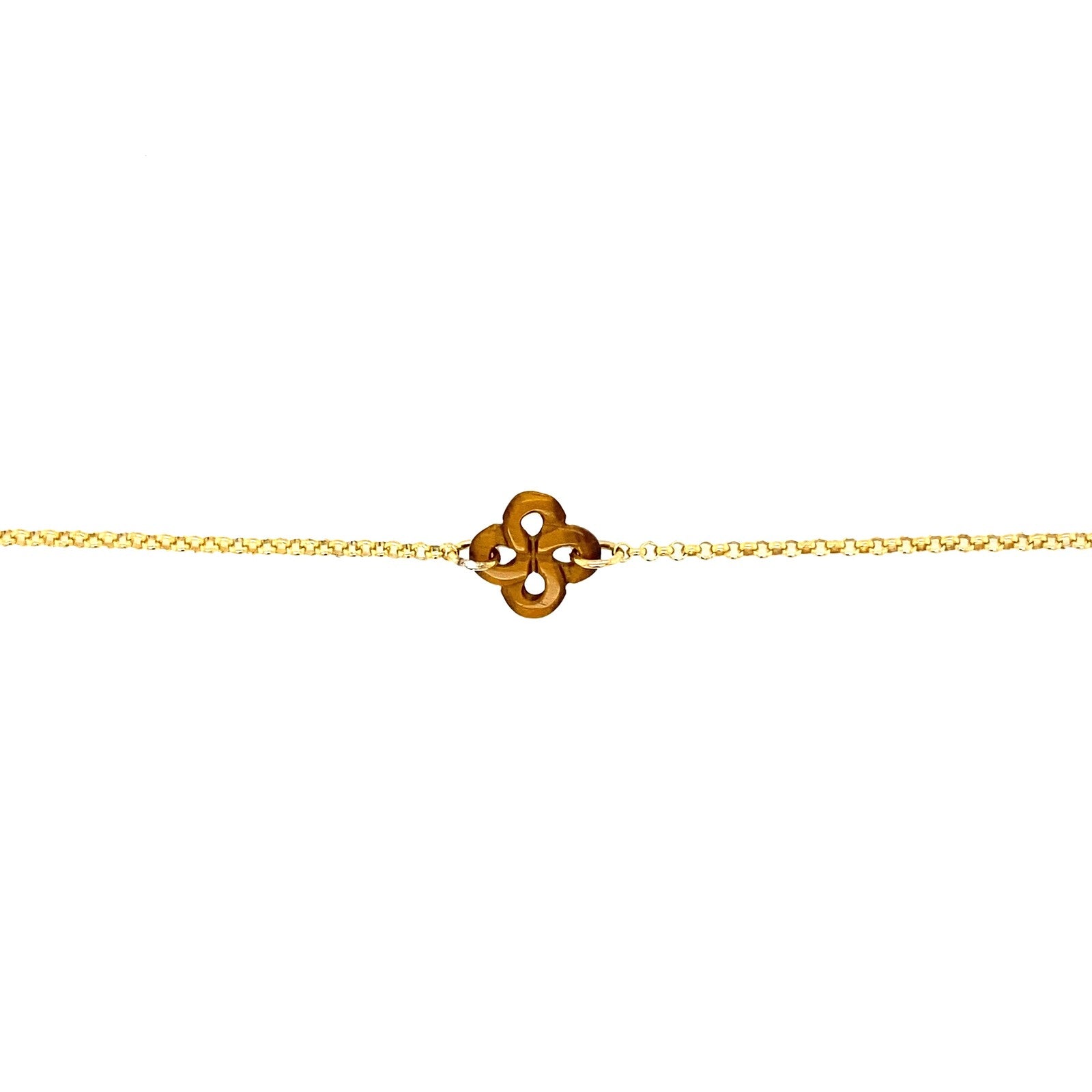 Bracelet Ilargia Argent Plaqué Or Jaune Lauburu Ttiki Oeil de tigre