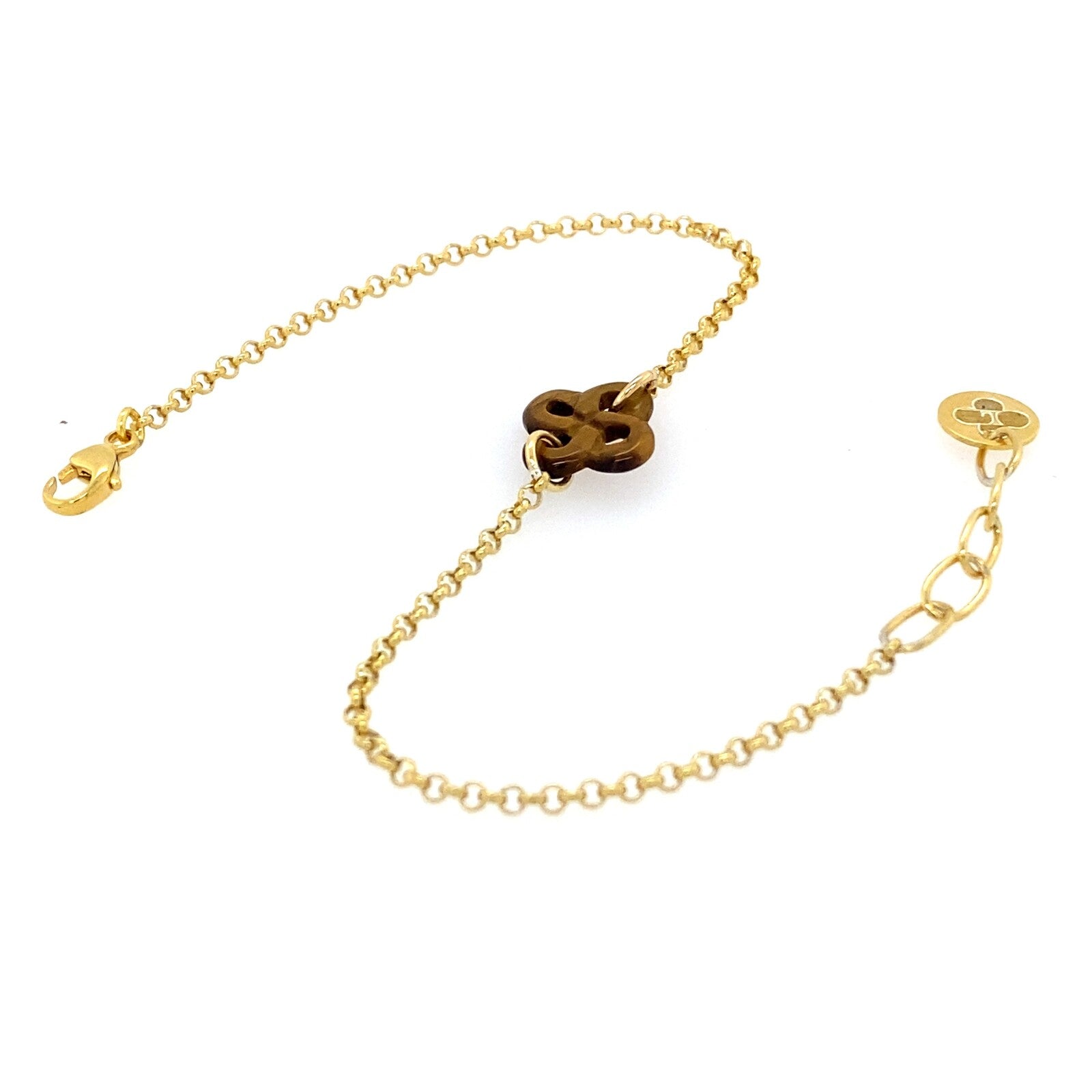 Bracelet Ilargia Argent Plaqué Or Jaune Lauburu Ttiki Oeil de tigre