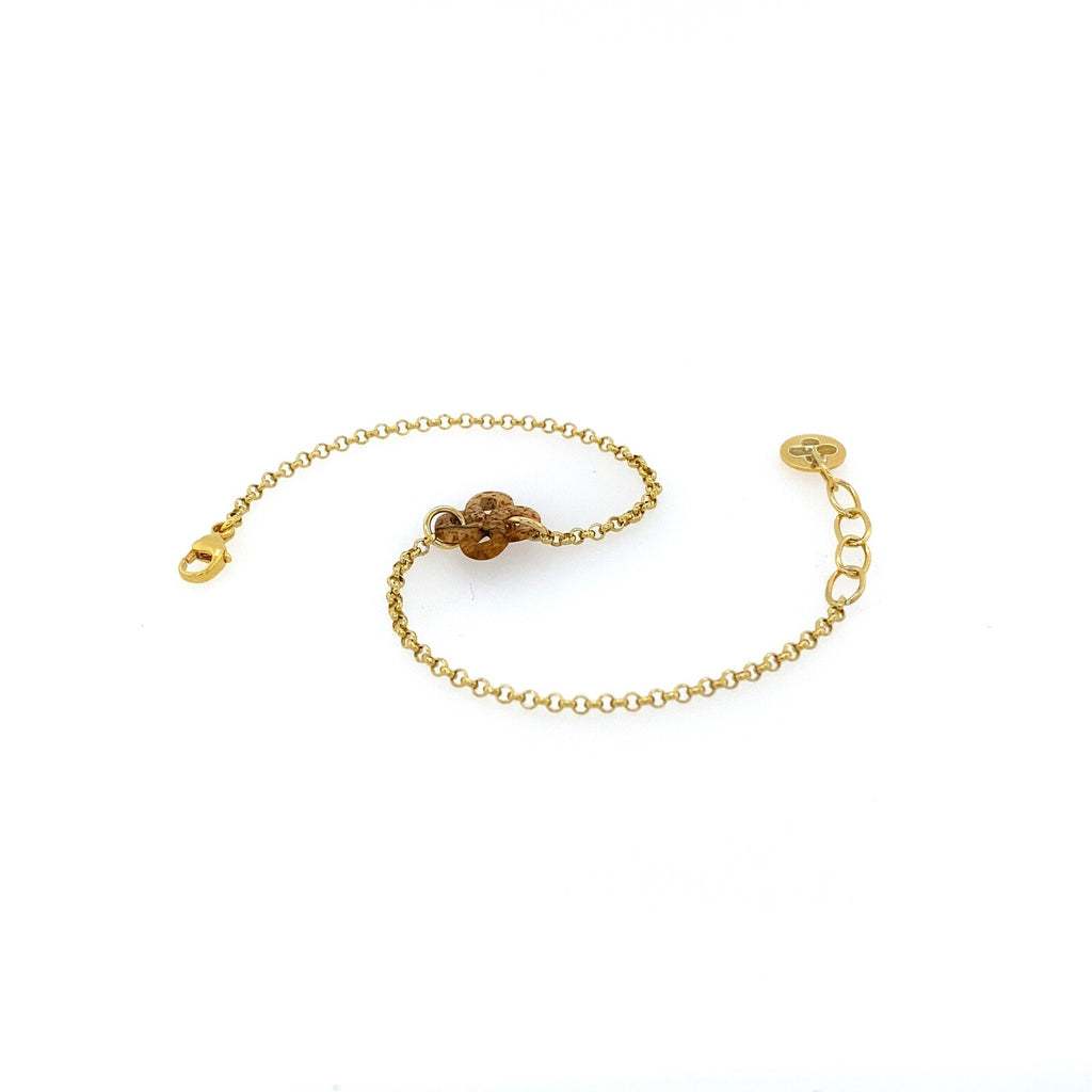 Bracelet Ilargia Argent Plaqué Or Jaune Lauburu Ttiki en Jaspe