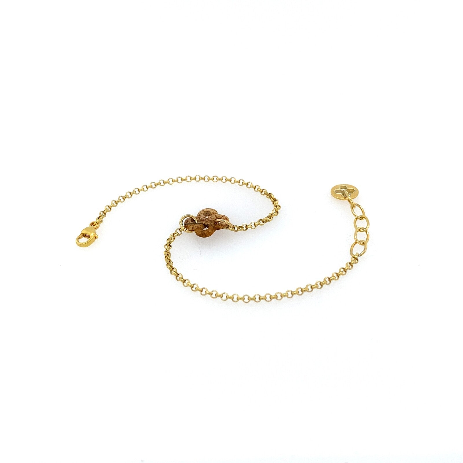 Bracelet Ilargia Argent Plaqué Or Jaune Lauburu Ttiki en Jaspe