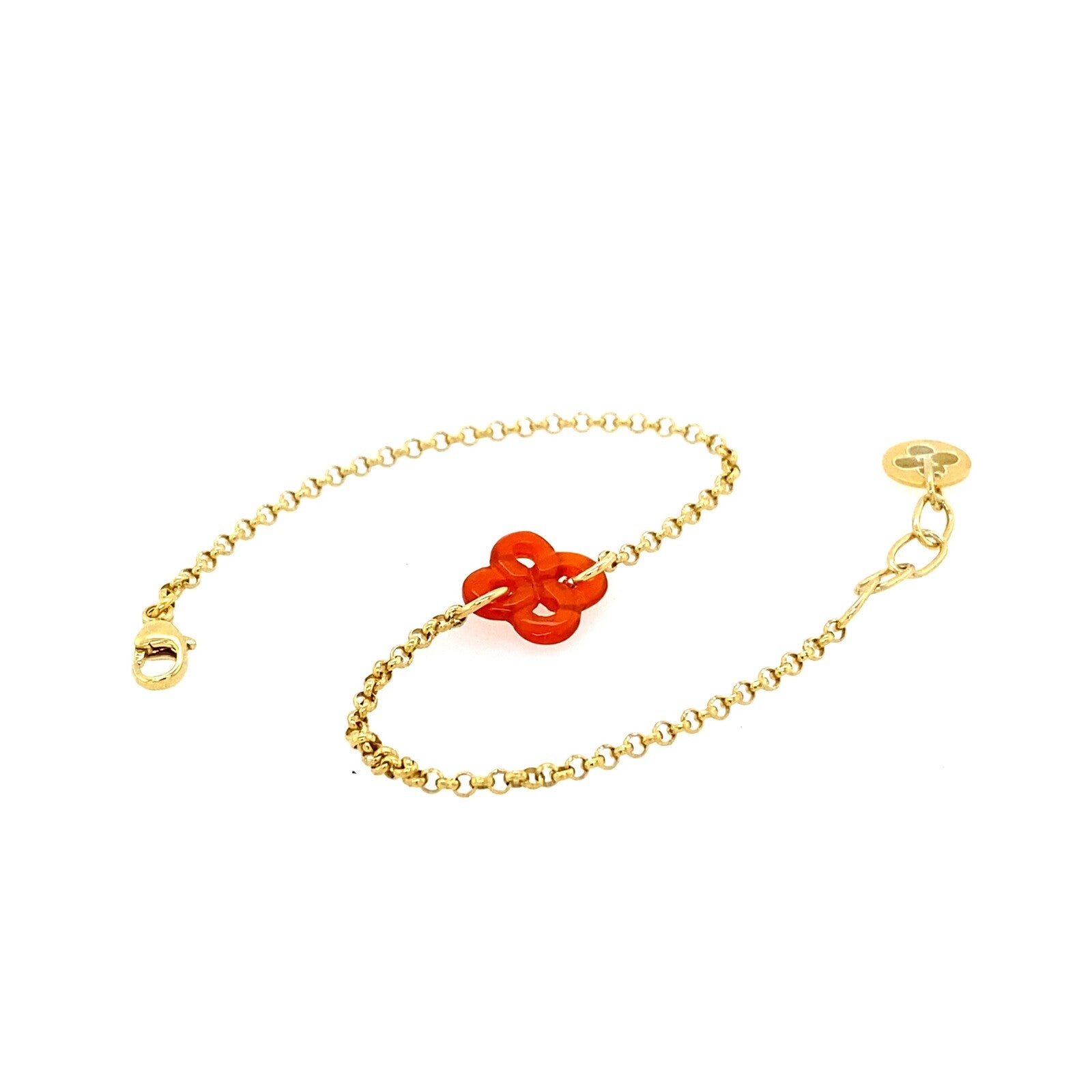 Bracelet Ilargia Argent Plaqué Or Jaune Lauburu Ttiki Cornaline