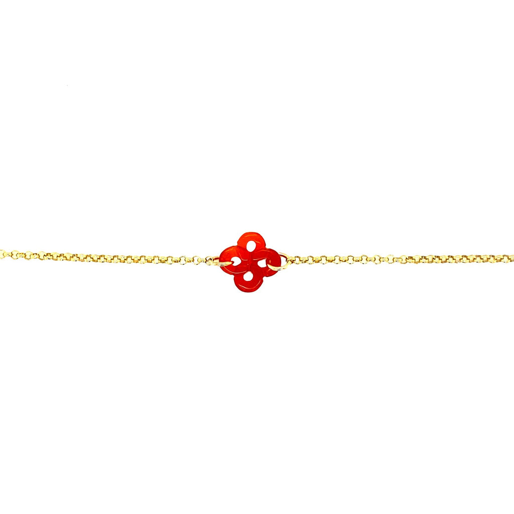 Bracelet Ilargia Argent Plaqué Or Jaune Lauburu Ttiki Cornaline