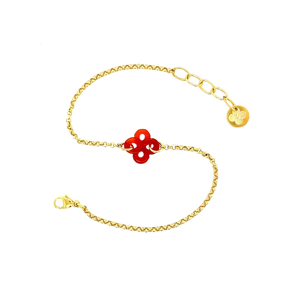 Bracelet Ilargia Argent Plaqué Or Jaune Lauburu Ttiki Cornaline