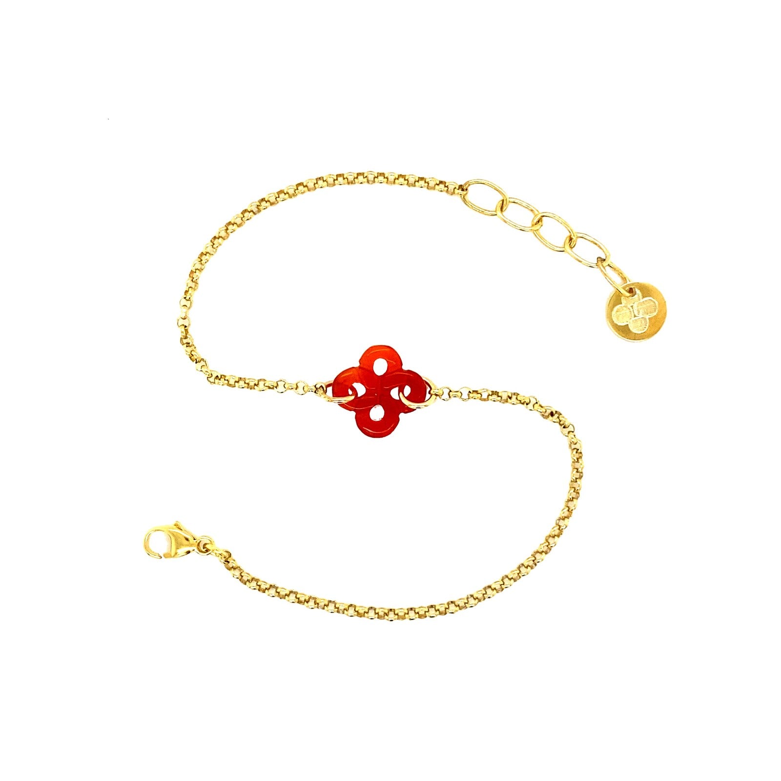Bracelet Ilargia Argent Plaqué Or Jaune Lauburu Ttiki Cornaline