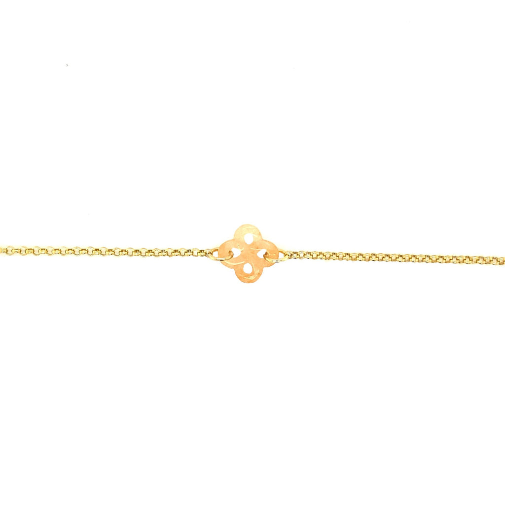 Bracelet Ilargia Argent Plaqué Or Jaune Lauburu Ttiki en Aventurine pêche