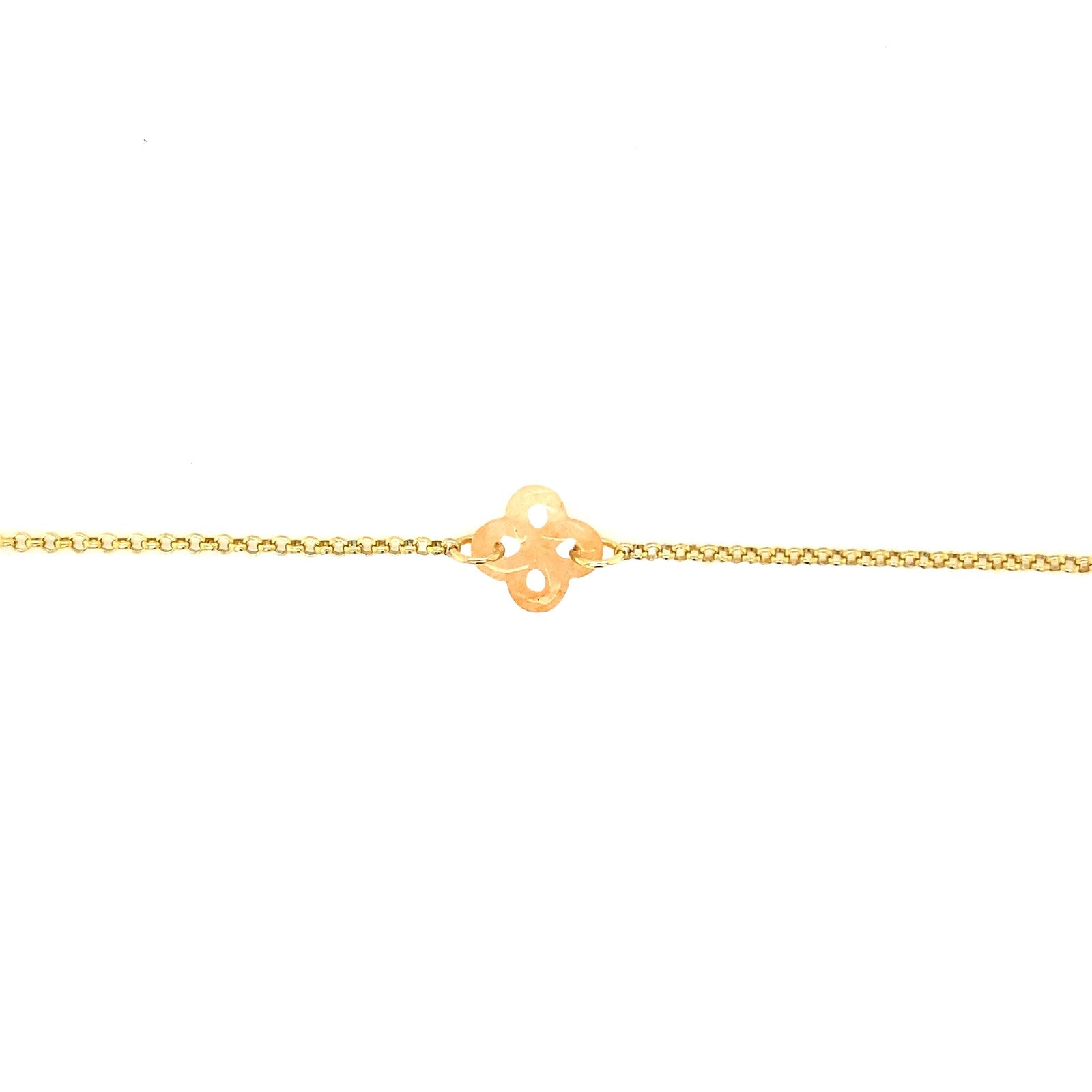 Bracelet Ilargia Argent Plaqué Or Jaune Lauburu Ttiki en Aventurine pêche