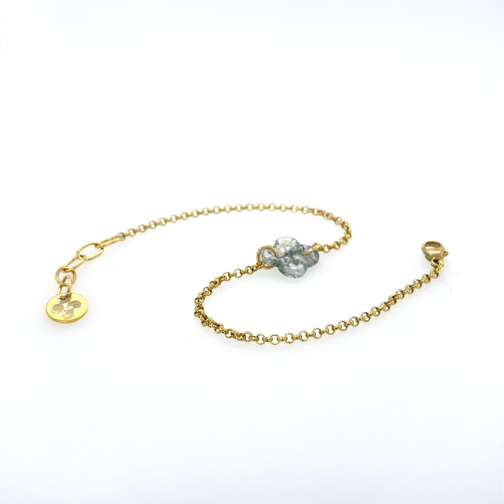 Bracelet Ilrgia Argent Plaqué or Jaune Lauburu Ttiki en Agate mousse