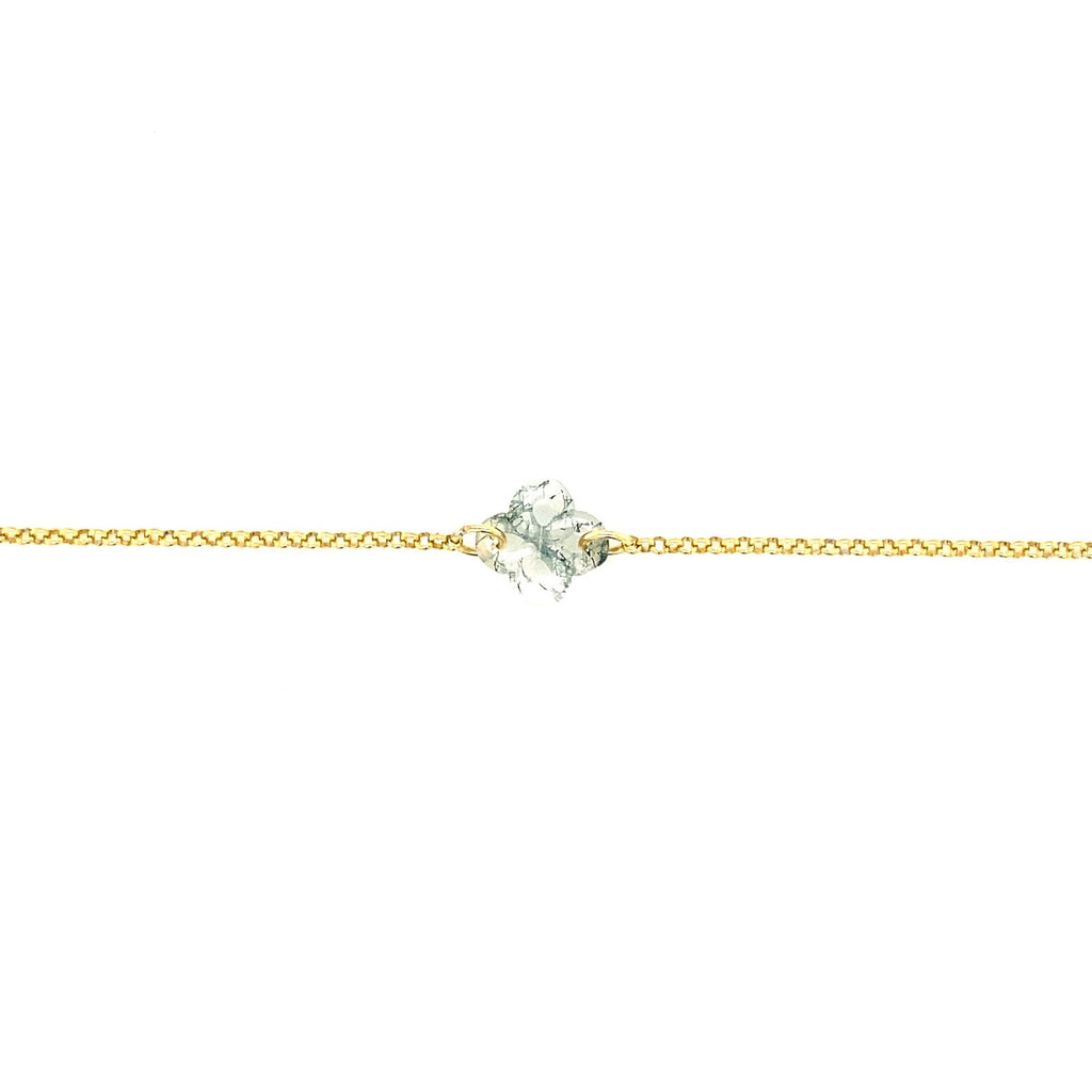 Bracelet Ilrgia Argent Plaqué or Jaune Lauburu Ttiki en Agate mousse