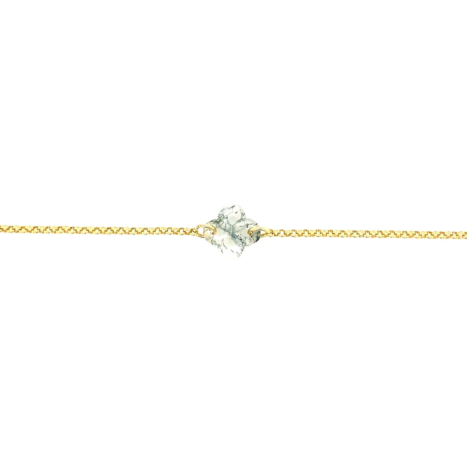 Bracelet Ilrgia Argent Plaqué or Jaune Lauburu Ttiki en Agate mousse