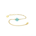 Bracelet Ilargia Argent Plaqué Or Jaune Lauburu Ttiki en Amazonite