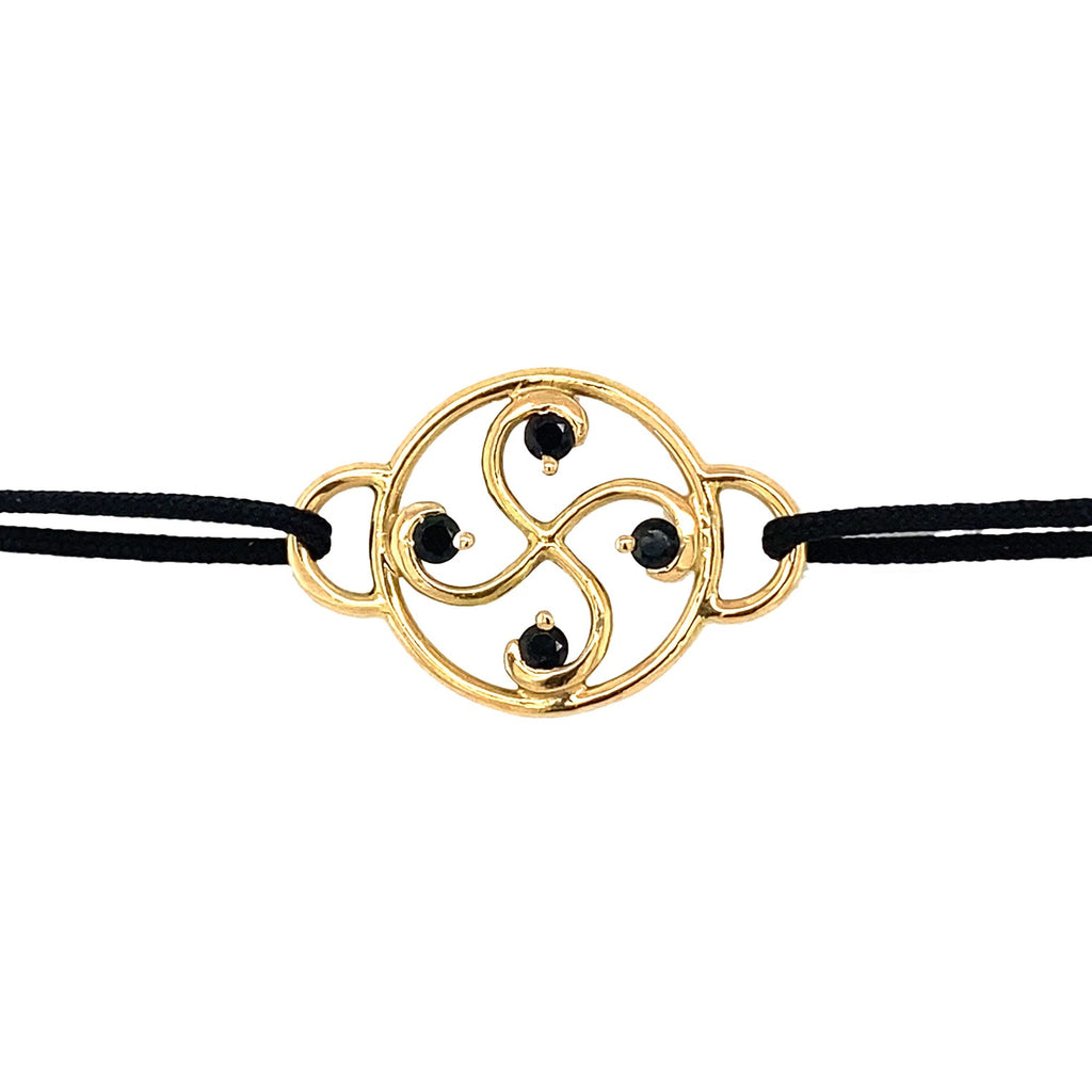 Bracelet Nahia Txiki Spinel Noir et Or Jaune