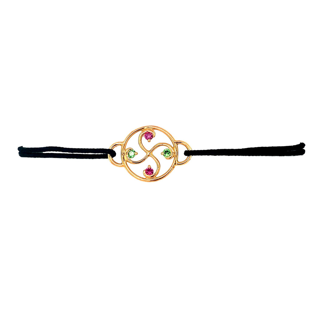 Bracelet Nahia Txiki Rubis, Tsavorites et Or Jaune