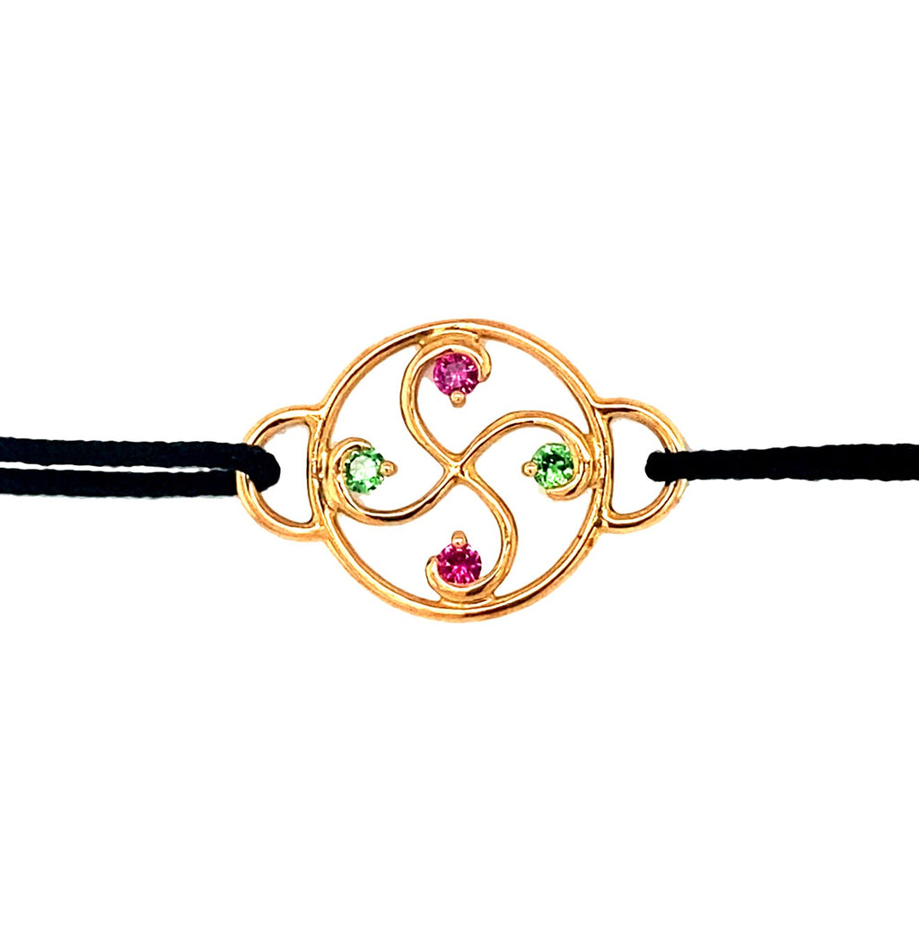 Bracelet Nahia Txiki Rubis, Tsavorites et Or Jaune