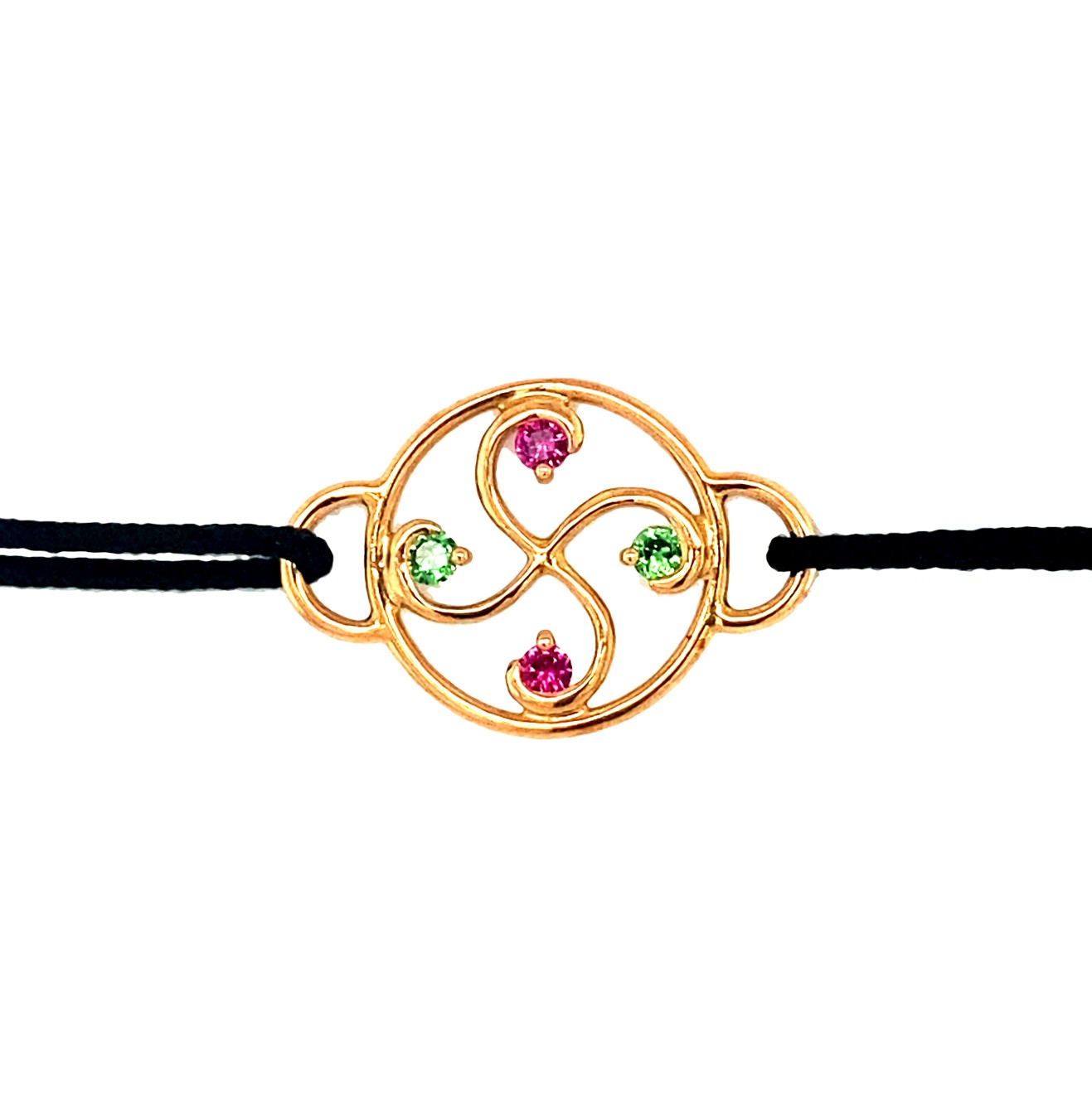 Bracelet Nahia Txiki Rubis, Tsavorites et Or Jaune