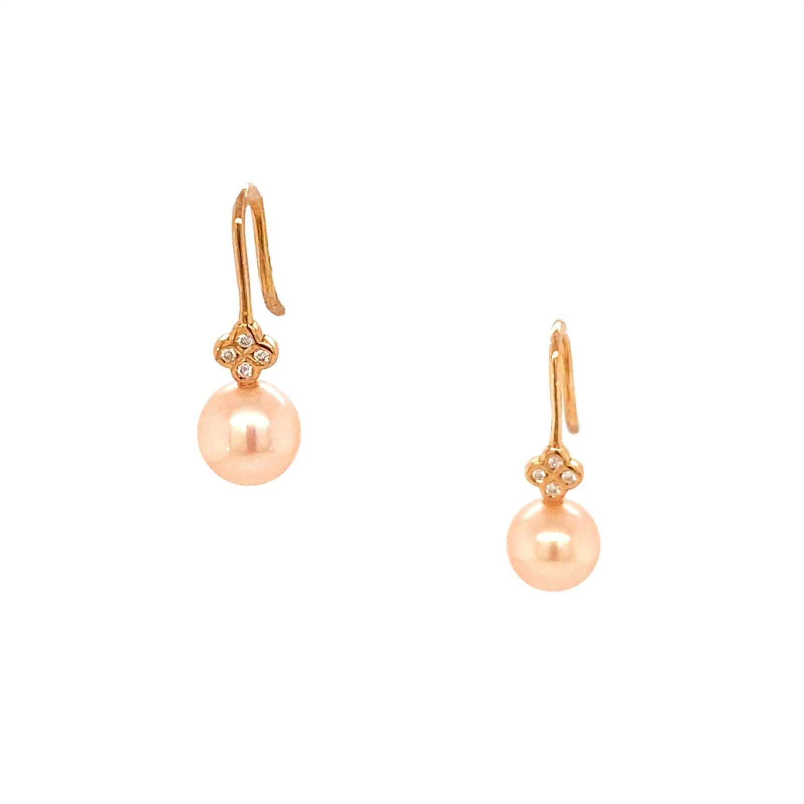 Boucles D'oreilles Luma Ttiki Or Rose, Diamants et Perles d'eau douce