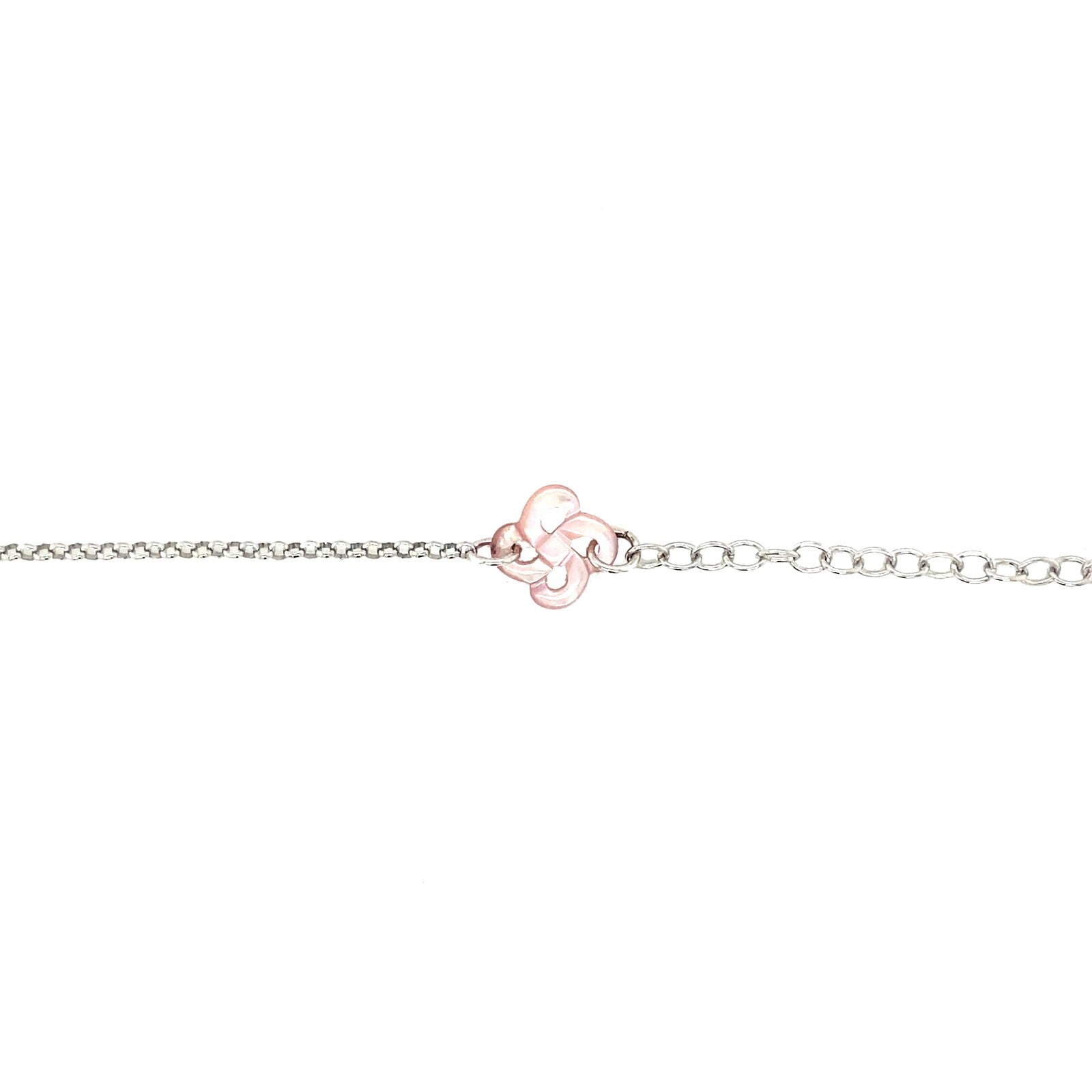 Bracelet Ilargia Txiki Chaine Réglable et Lauburu en Nacre rose