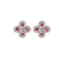 Boucles D'oreilles Argia Txiki Diamants Saphirs Roses Or Blanc