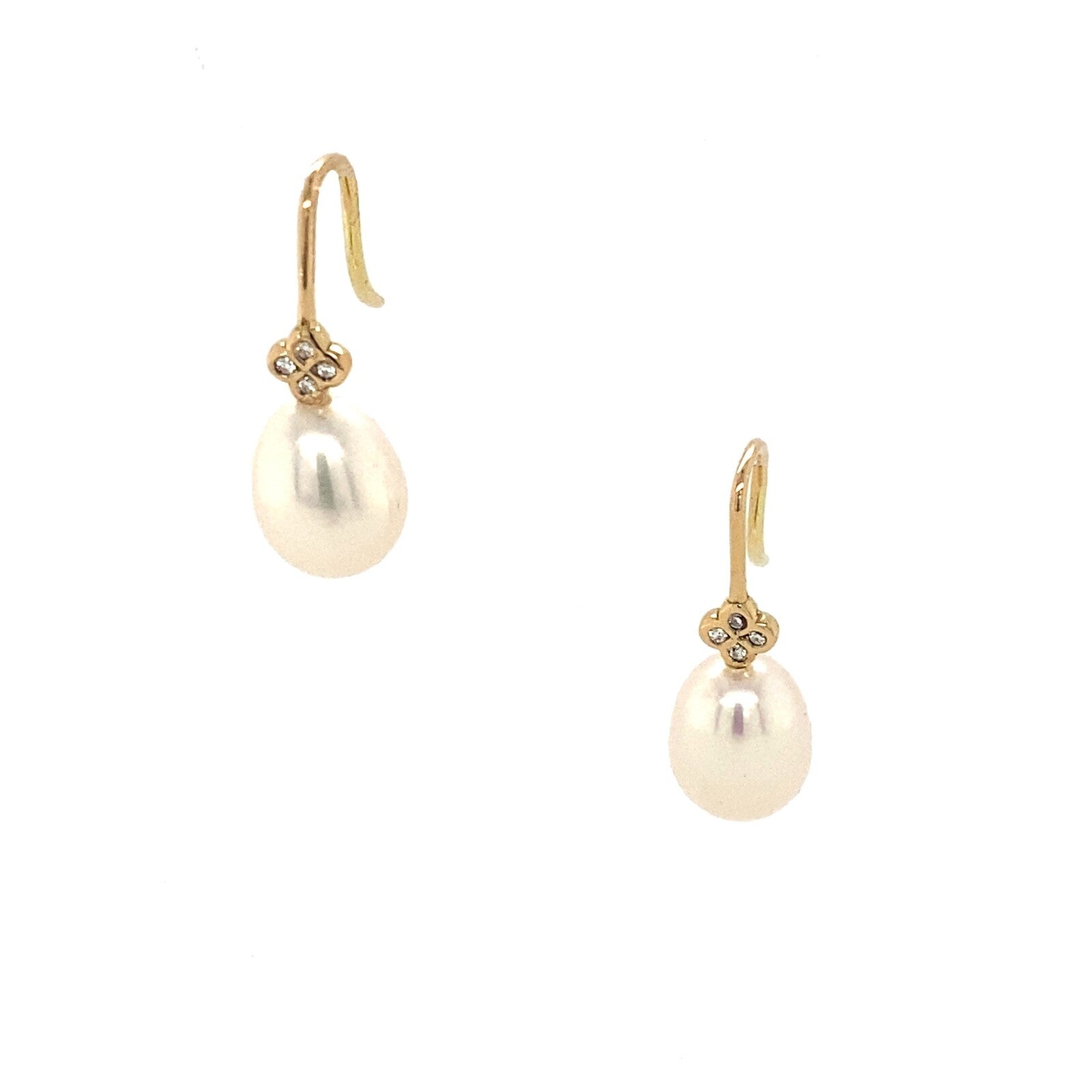 Boucles D'oreilles Luma Ttiki Or Jaune, Diamants et Perles d'eau douce