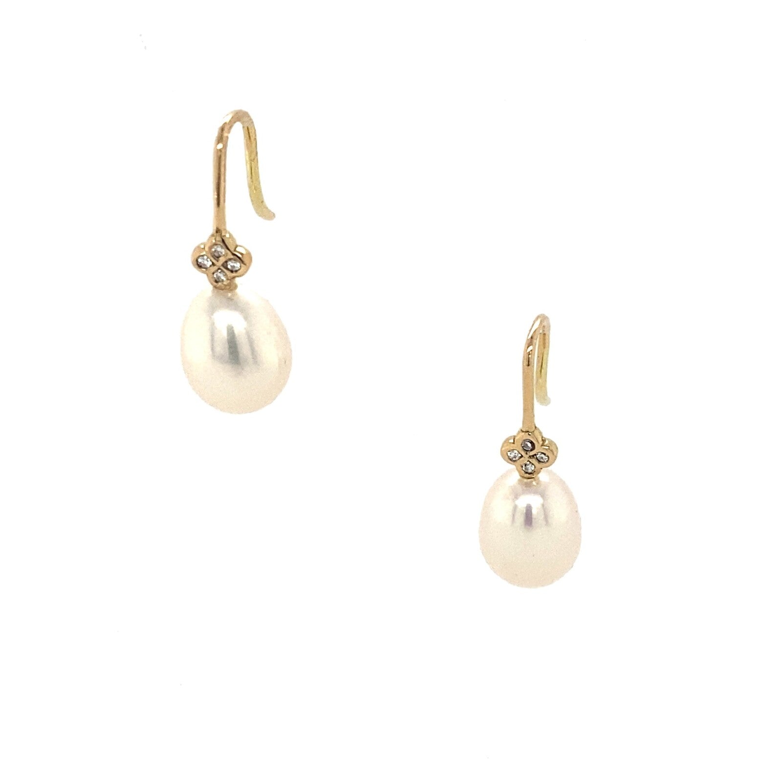 Boucles D'oreilles Luma Ttiki Or Jaune, Diamants et Perles d'eau douce