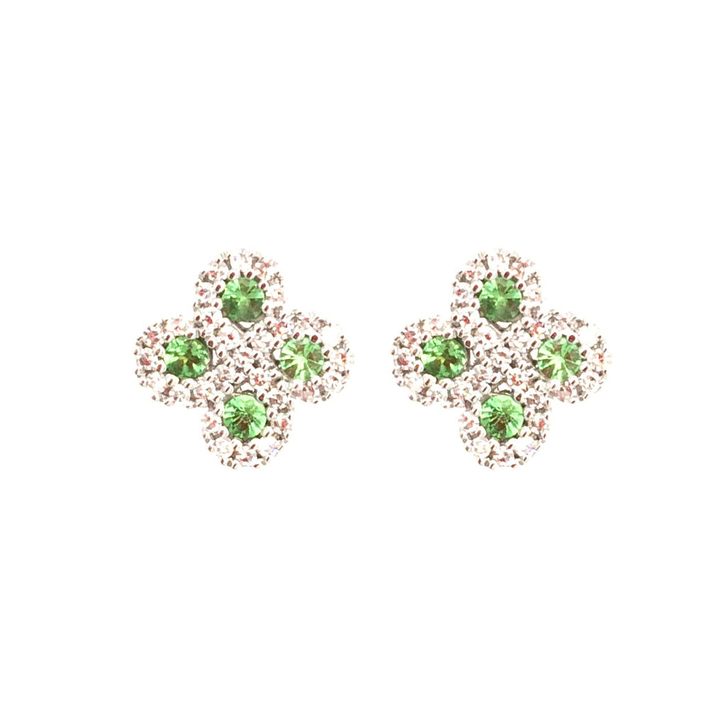 Boucles D'oreilles Argia Txiki Diamants Tsavorites Or Blanc