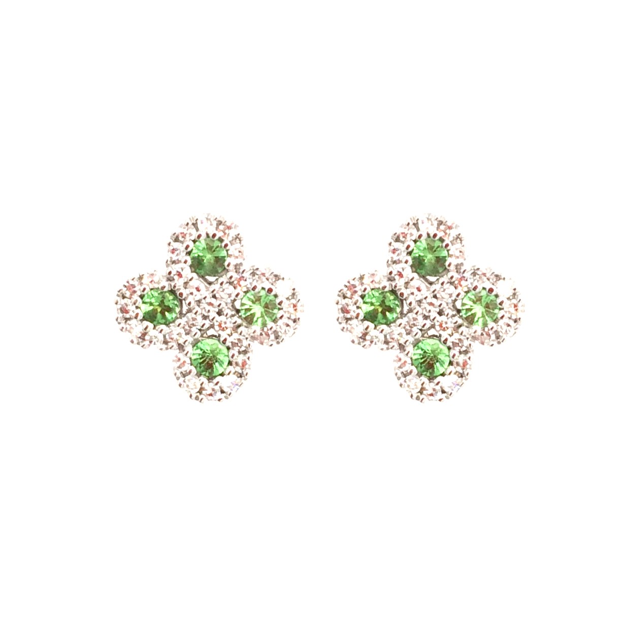 Boucles D'oreilles Argia Txiki Diamants Tsavorites Or Blanc
