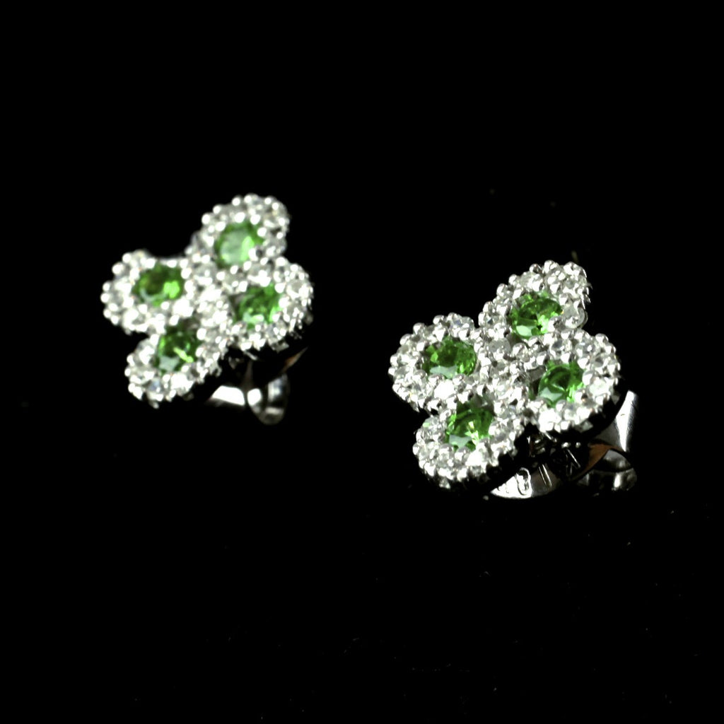 Boucles D'oreilles Argia Txiki Diamants Tsavorites Or Blanc