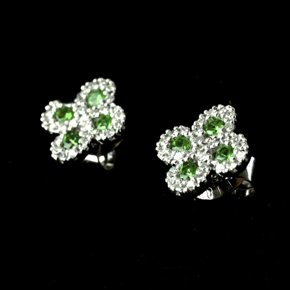 Boucles D'oreilles Argia Txiki Diamants Tsavorites Or Blanc
