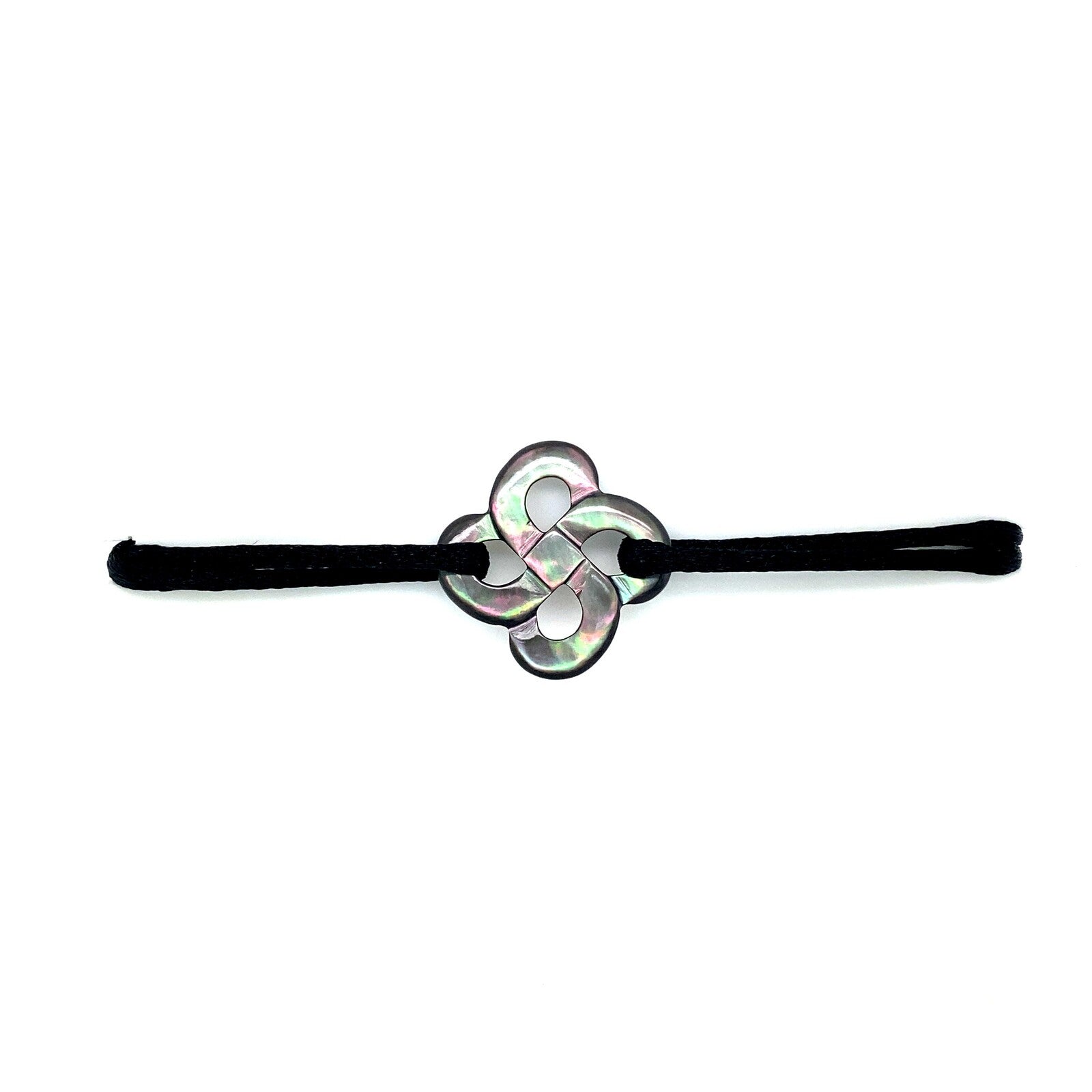 Bracelet Ilargia Lauburu Grande Nacre Grise sur Cordon