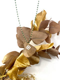 Collier Izarra Argent Plaqué Or Jaune Nacre Blanche Laque Verte