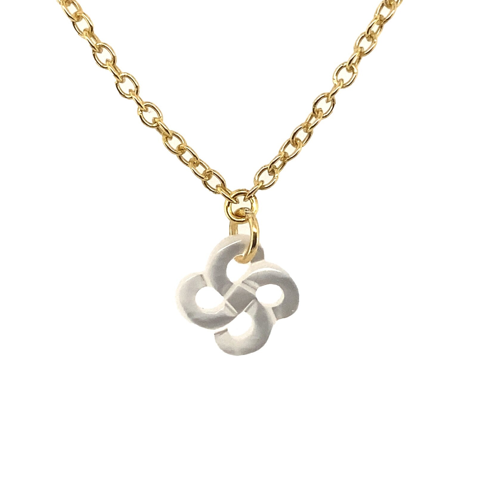 Collier Ilargia Argent Plaqué Or Jaune Nacre Blanche