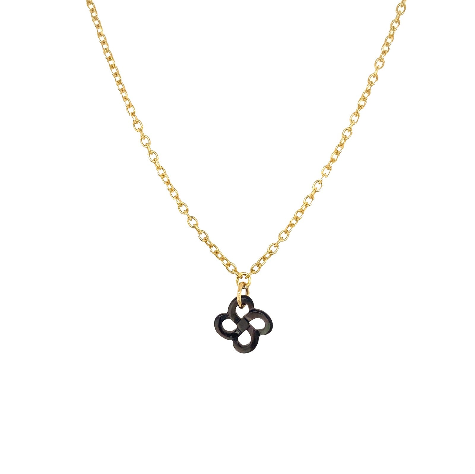 Collier Ilargia Argent Plaqué Or Jaune Nacre Grise