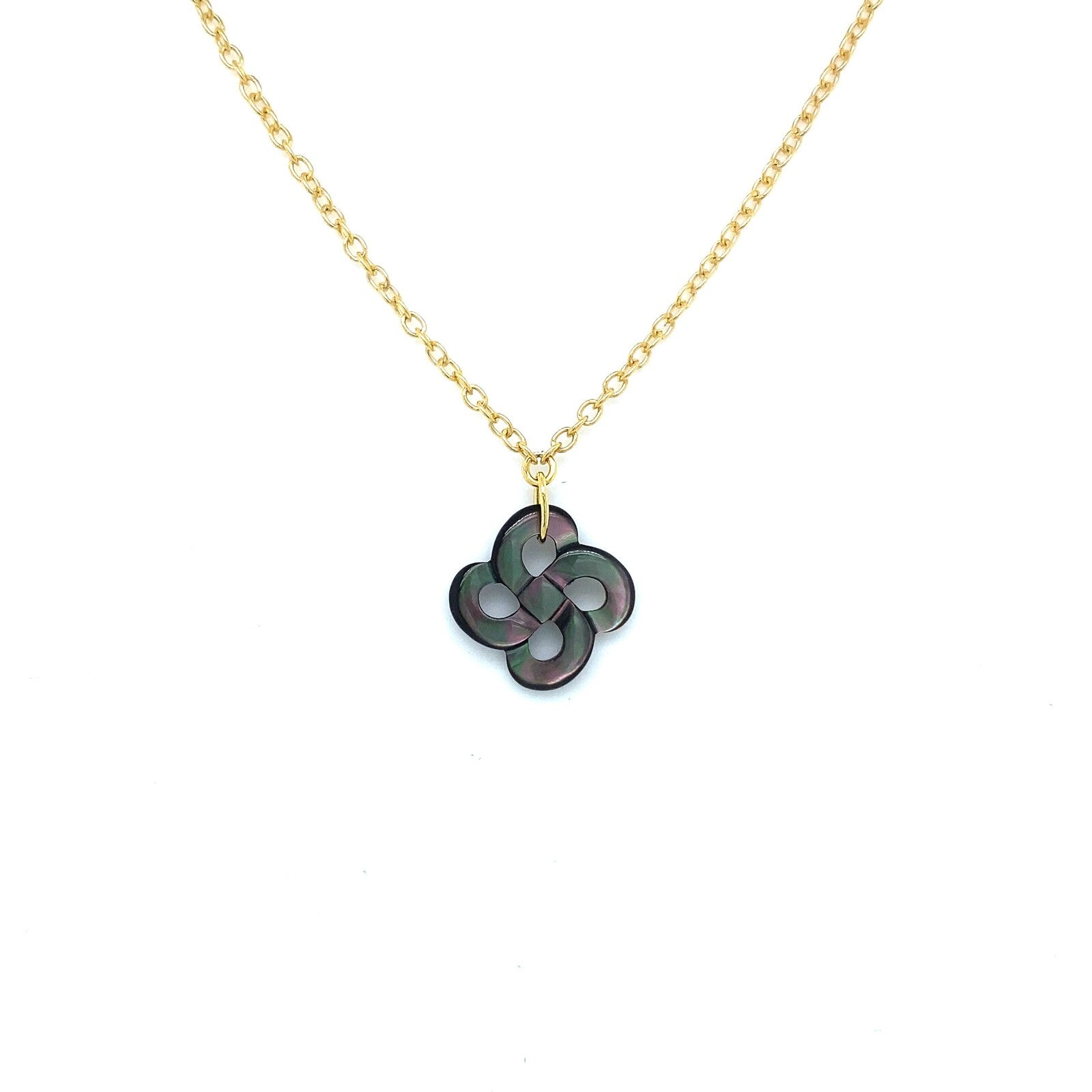 Collier Ilargia Argent Plaqué or jaune Nacre Grise