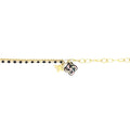 Bracelet Izarra Argent Plaqué Or Jaune Lauburu Ttiki Nacre Grise Laque Noir Pampille