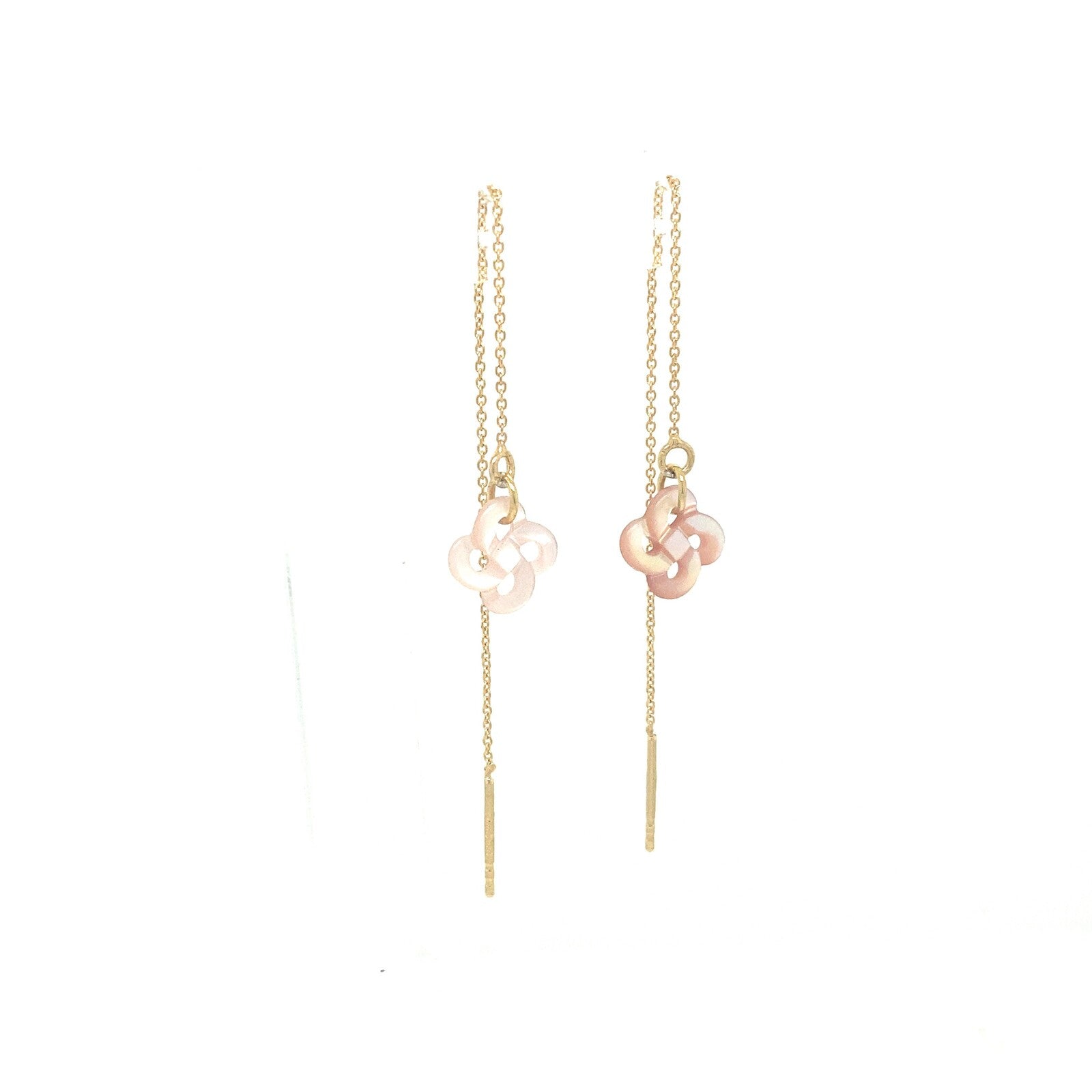 Ilargia Chainettes Argent Plaqué Or Jaune Lauburu Ttiki Nacre Rose