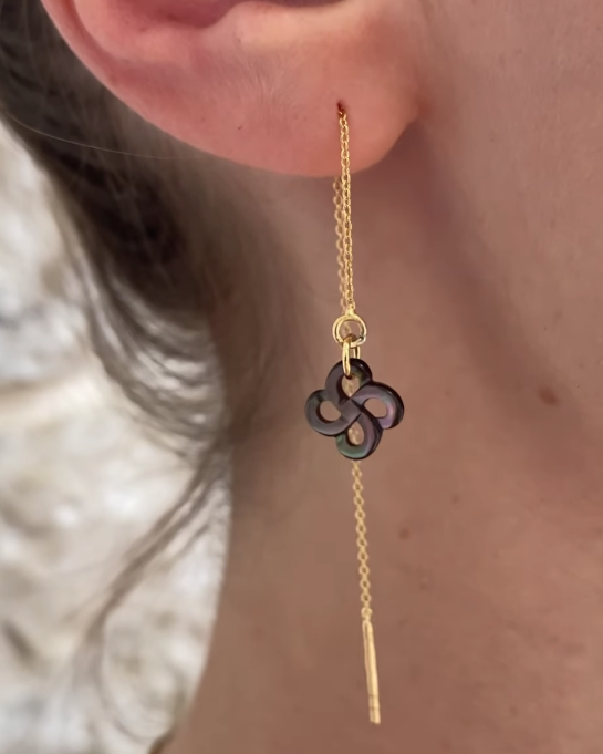 Ilargia Chainettes Argent Plaqué Or Jaune Lauburu Ttiki Nacre Rose