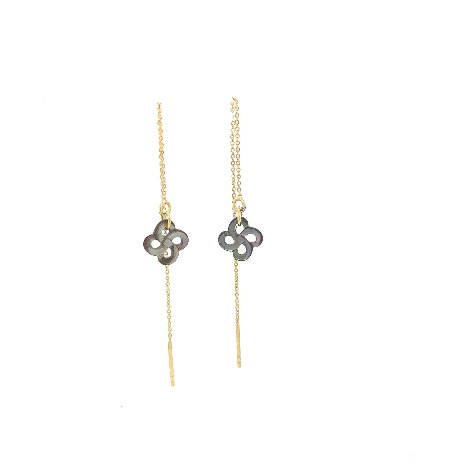Ilargia Chainettes Argent Plaqué Or Jaune Lauburu Ttiki Nacre Grise