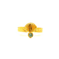 Bague Camino Argent Plaqué Or Jaune Saphir Vert