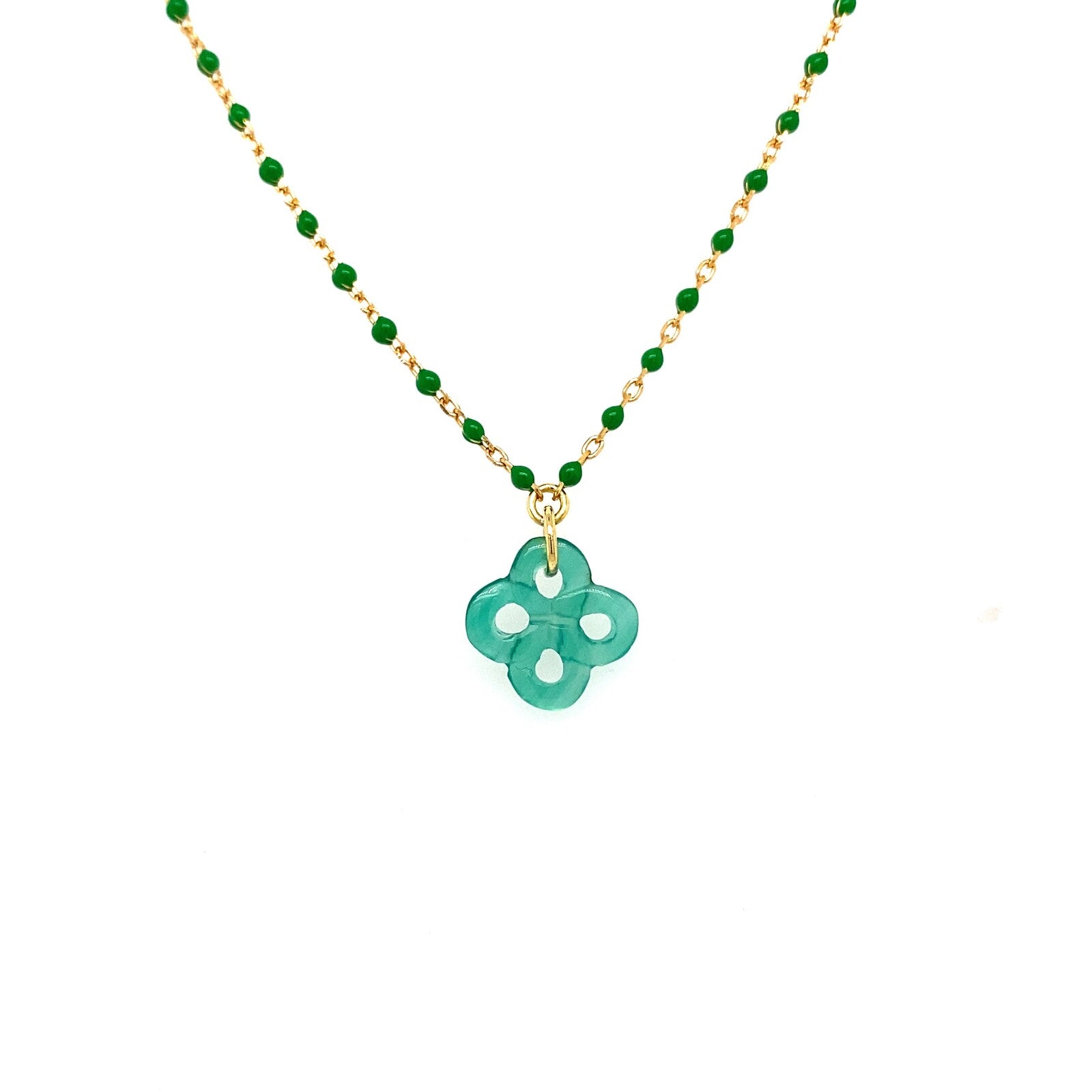 Collier Izarra laque Agate verte